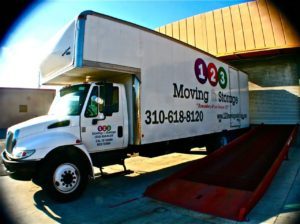 Our white 123 moving and storage truck